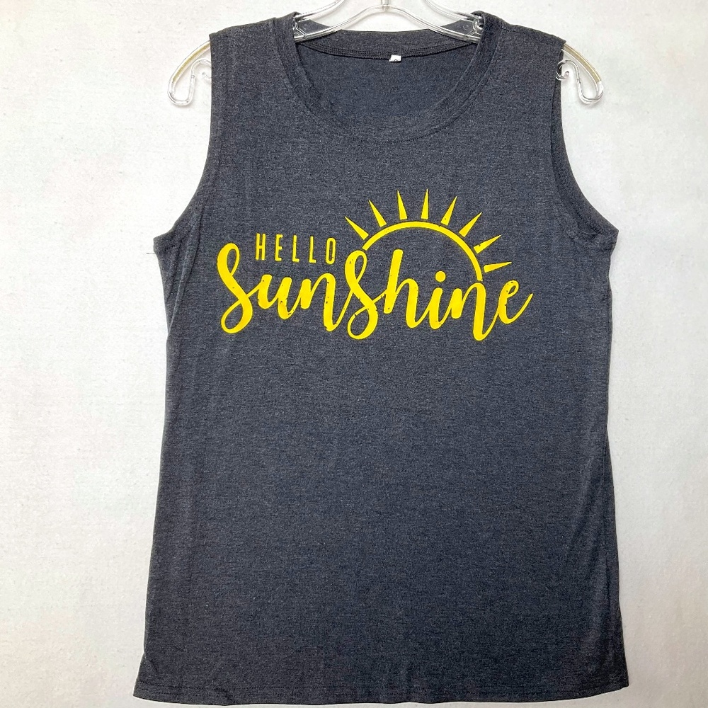 Hello Sunshine Graphic Womens Tank Top size S NWOT